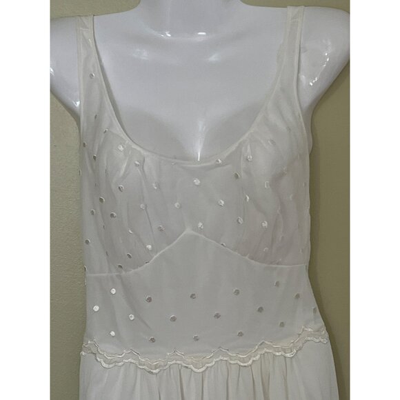 Vintage  Sheer White Nightgown & Robe Set Polka Dot Embroidery & Lace Trim Sz 34 - Picture 4 of 16